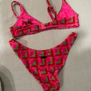 TRIANGL velvet swim suit XS, Pink, Red, Green.